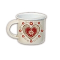 Emaille Espresso-Tasse Motiv Herz rot