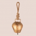 Glocke antik gold mit Naturkordel  9cm