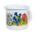 Emaille Tasse Motiv Alpenblumen