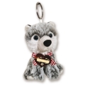 Schlüsselanhänger Plüsch Husky 12cm mit Karo Band