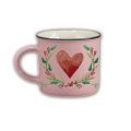 Porzellan Espresso-Tasse Herz Hirsch rosa