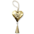 Glücksglocke Herz gold mit Naturkordel Herzmotiv 18cm
