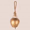 Glocke antik gold mit Naturkordel  10cm