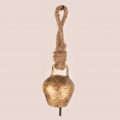 Glocke antik gold mit Naturkordel  7cm